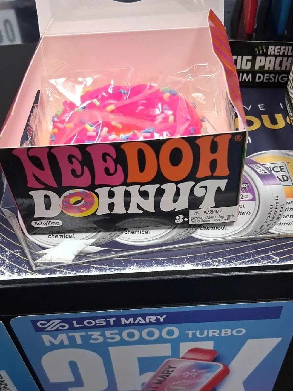 NeeDoh Donut Squishy Toy - Bright Pink Sprinkles